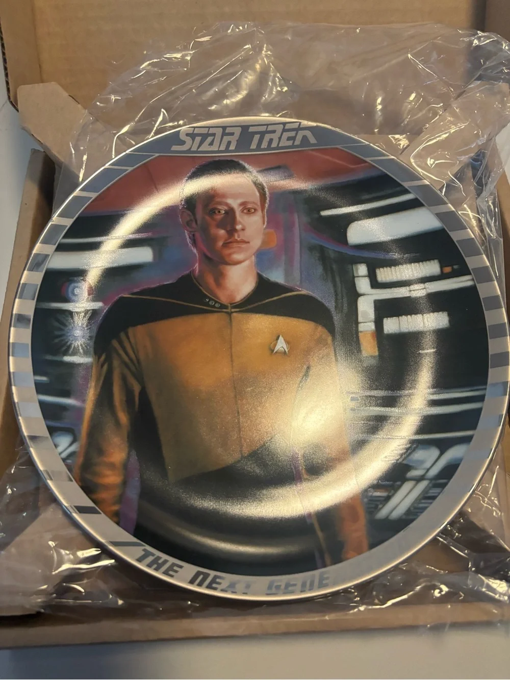 Star Trek R. J. Ernst Collector Plate Data Silver Lined W/ COA